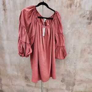 Glam terracotta boho dress balloon sleeve